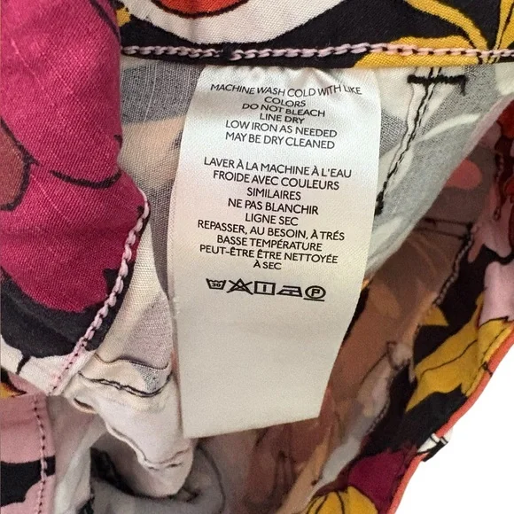 Anthropologie Maeve The Colette Cropped Wide-Leg Pants Floral Mod Size 27 Linen - Picture 8 of 11